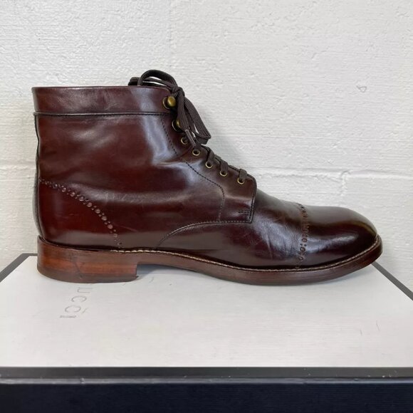 Cole Haan C11665 Brown Leather Goodyear Welted Ankle Boots Cap Toe Men's Sz 12 M - Picture 3 of 14